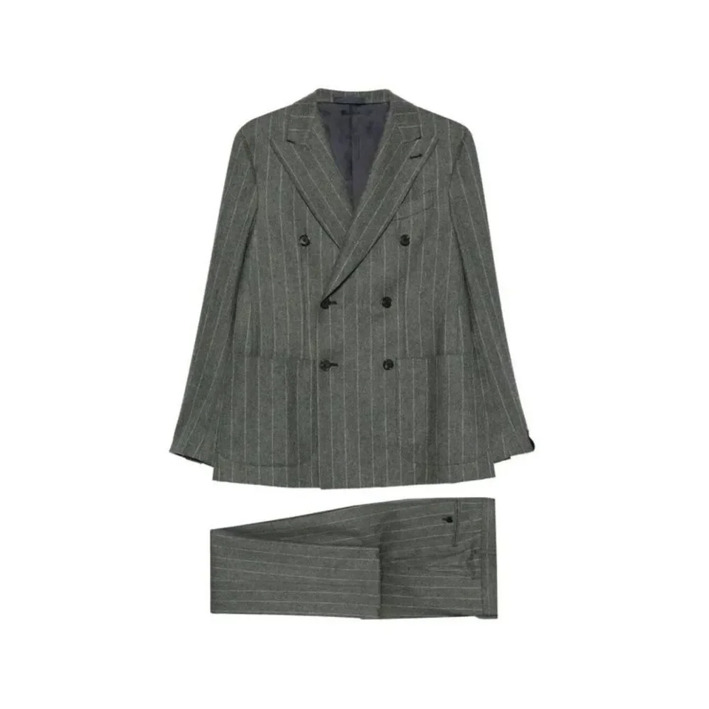 Caruso Men Double-Breasted Pinstriped Suit